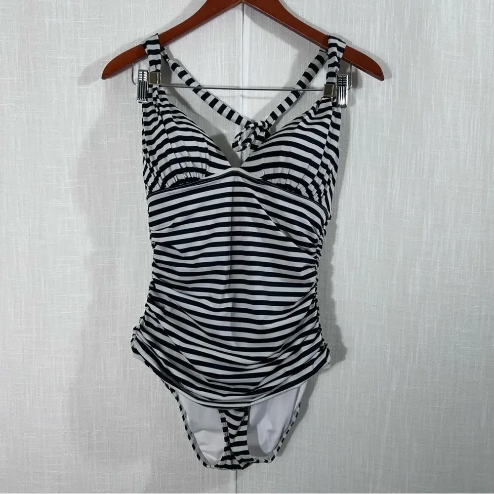 Victoria’s Secret Black & White Striped The Forever One Piece Swimsuit Size M - Picture 2 of 13